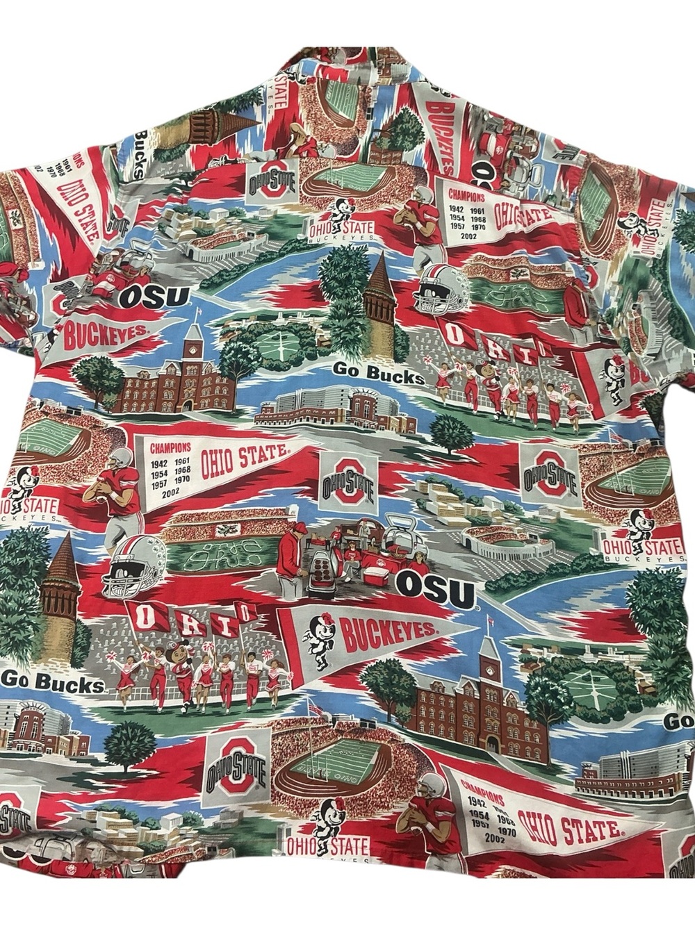 Vintage The Ohio State buckeyes 100% rayon button front short sleeve shirt XL - Picture 2 of 8